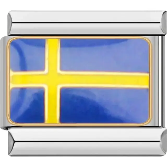 Swedish flag Italian charm bracelet link