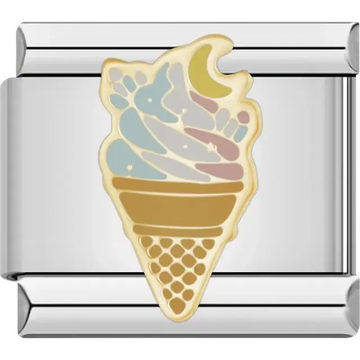 Pastel swirled ice cream cone design Italian charm bracelet link