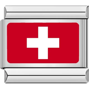 Swiss flag Italian charm bracelet link