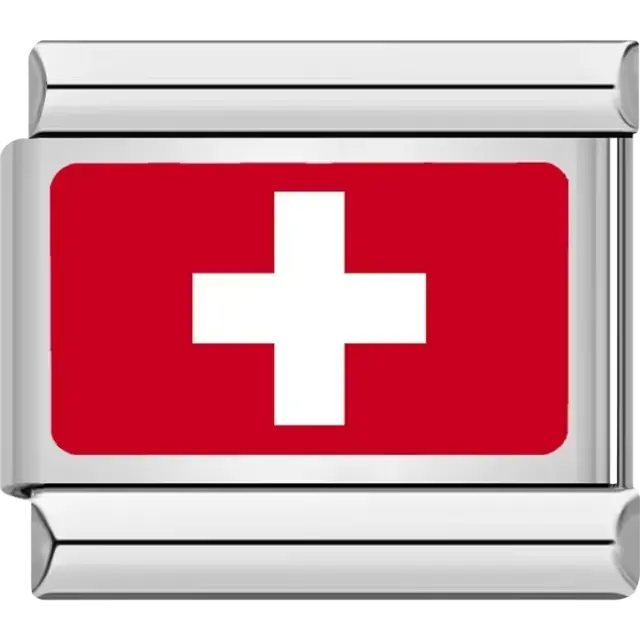 Swiss flag Italian charm bracelet link