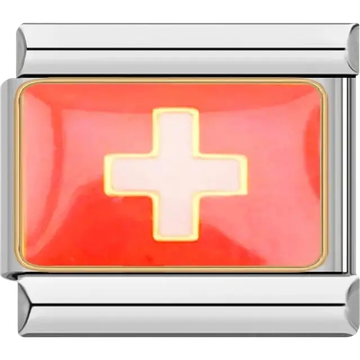 Swiss flag Italian charm bracelet link
