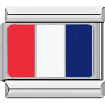 Red, white, and blue striped Tango maritime flag meaning "Keep clear; I am engaged in trawling" Italian charm bracelet link