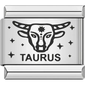 Taurus zodiac symbol with stars Italian charm bracelet link