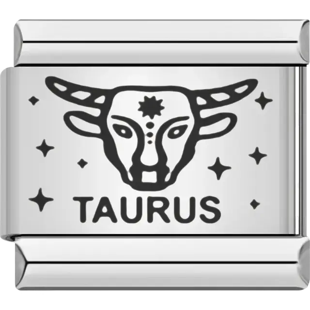 Taurus zodiac symbol with stars Italian charm bracelet link