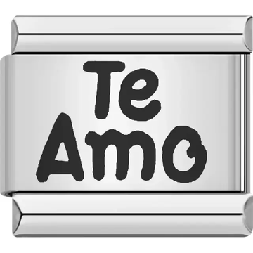 "Te Amo" text Italian charm bracelet link