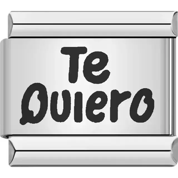 "Te Quiero" text Italian charm bracelet link
