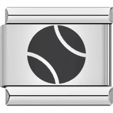 Black and white tennis ball Italian charm bracelet link