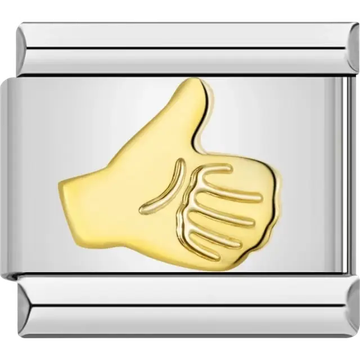 Gold thumbs up hand Italian charm bracelet link