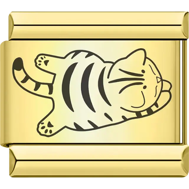 Cartoon striped tiger cat Italian charm bracelet link