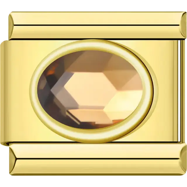 Faceted oval topaz crystal gemstone Italian charm bracelet link