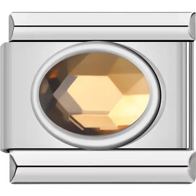 Faceted oval topaz crystal gemstone Italian charm bracelet link