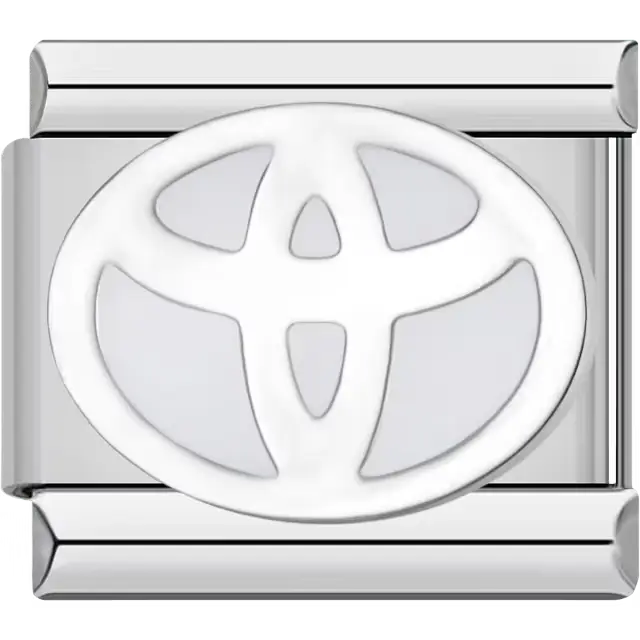 White and silver Toyota oval logo Italian charm bracelet link