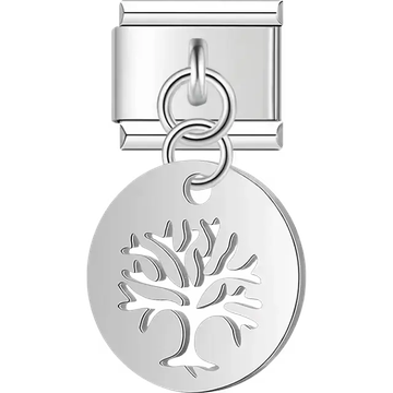 Tree of life cutout disc dangle Italian charm bracelet link