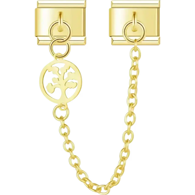 Tree of Life with safety chain Italian charm bracelet link