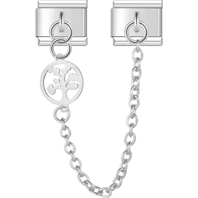 Tree of Life with safety chain Italian charm bracelet link