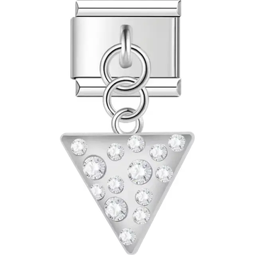 Triangle-shaped dangle with clear crystal accents Italian charm bracelet link