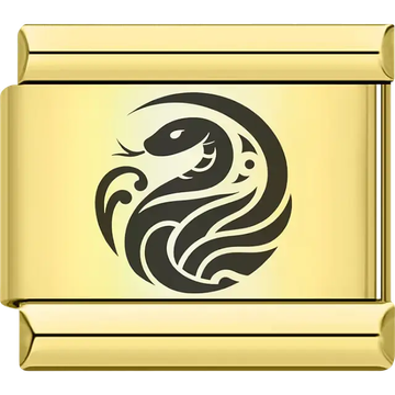 Gold tribal snake design Italian charm bracelet link