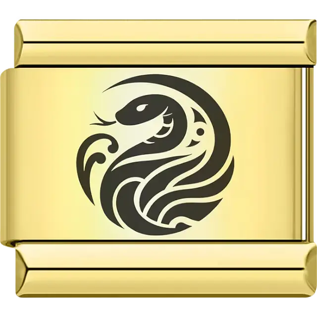 Gold tribal snake design Italian charm bracelet link