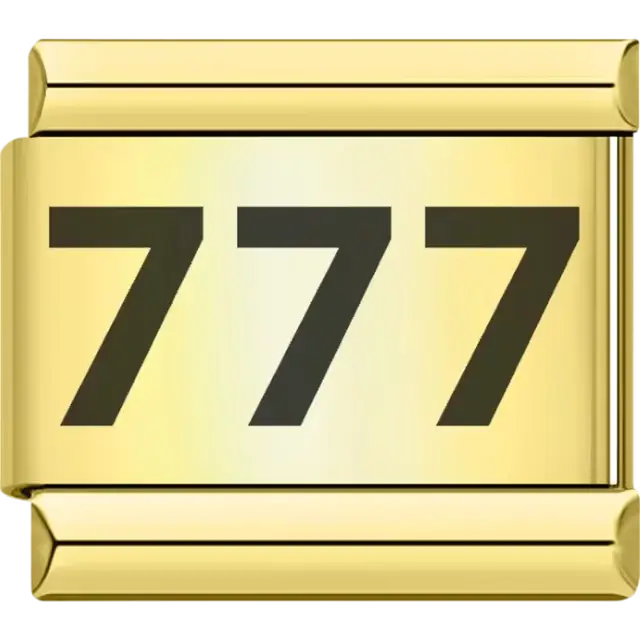 Triple seven design with black numbers Italian charm bracelet link