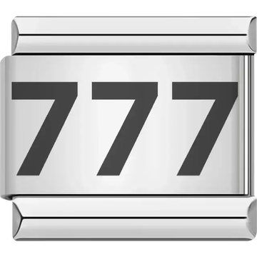 Triple seven design with black numbers Italian charm bracelet link