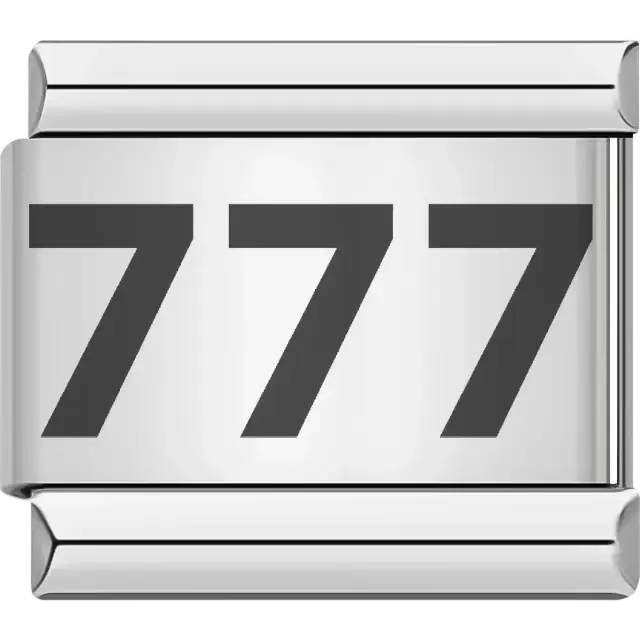 Triple seven design with black numbers Italian charm bracelet link