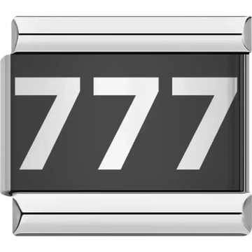 Triple seven design with white numbers on a black background Italian charm bracelet link