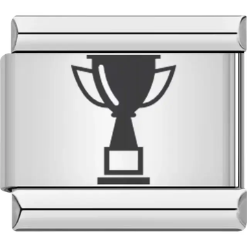 Black outline of a trophy with a bold design Italian charm bracelet link