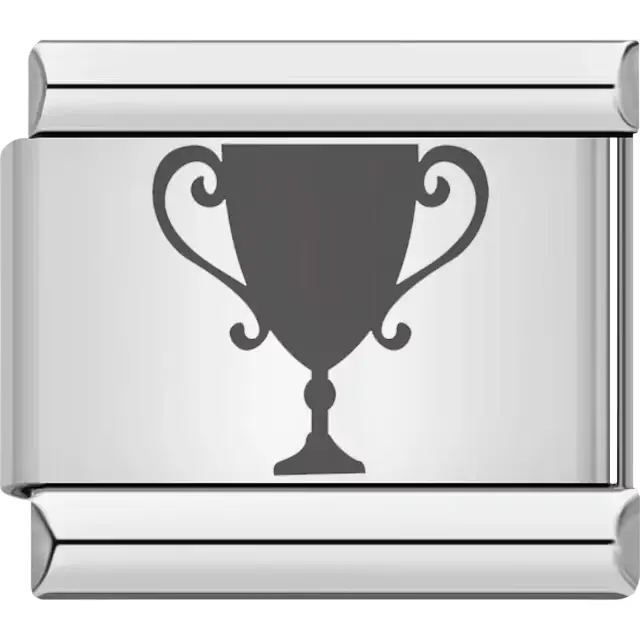 Black outline of a trophy with elegant handles Italian charm bracelet link