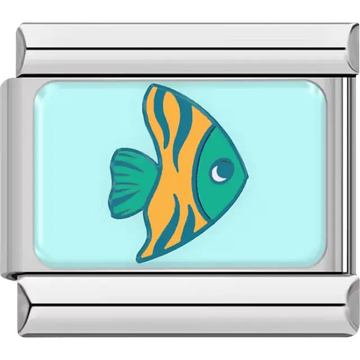 Light blue tropical fish ocean Italian charm bracelet link