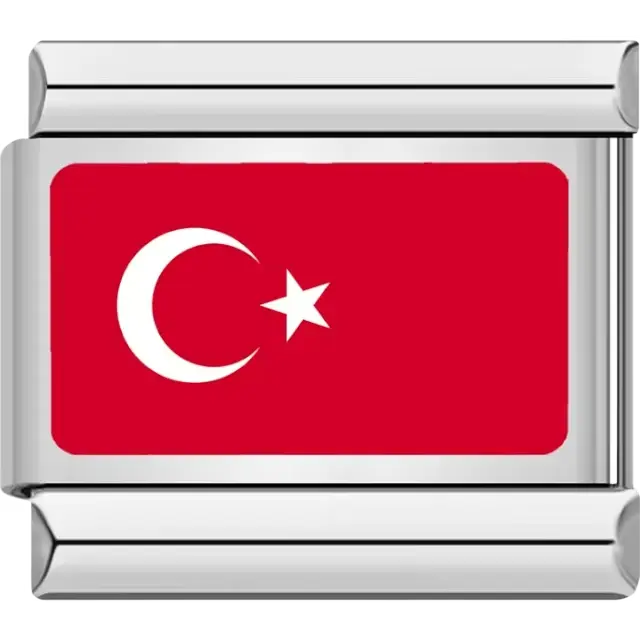 Turkish flag Italian charm bracelet link