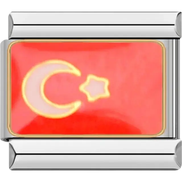 Turkish flag Italian charm bracelet link