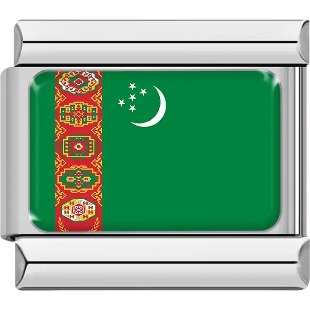 Turkmenistan flag Italian charm bracelet link