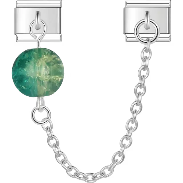 Turquoise ball bead safety chain Italian charm bracelet link