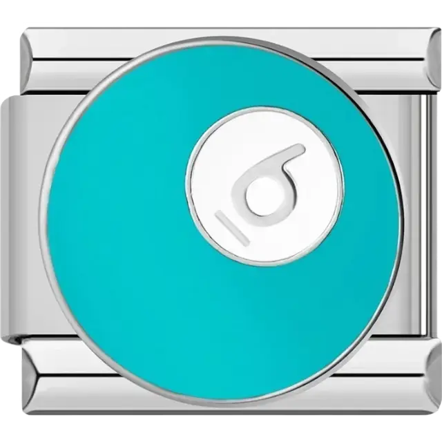 Turquoise snooker ball number 6 Italian charm bracelet link