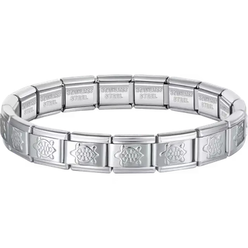 Turtle charms composing stainless steel Italian bracelet