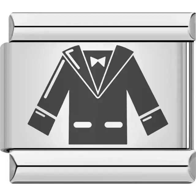 Black tuxedo with bow tie Italian charm bracelet link