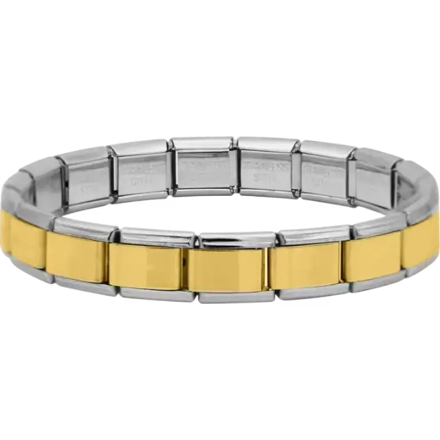 Silver and gold links Italian charm bracelet