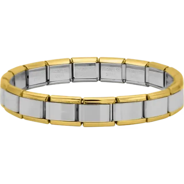 Silver and gold links Italian charm bracelet