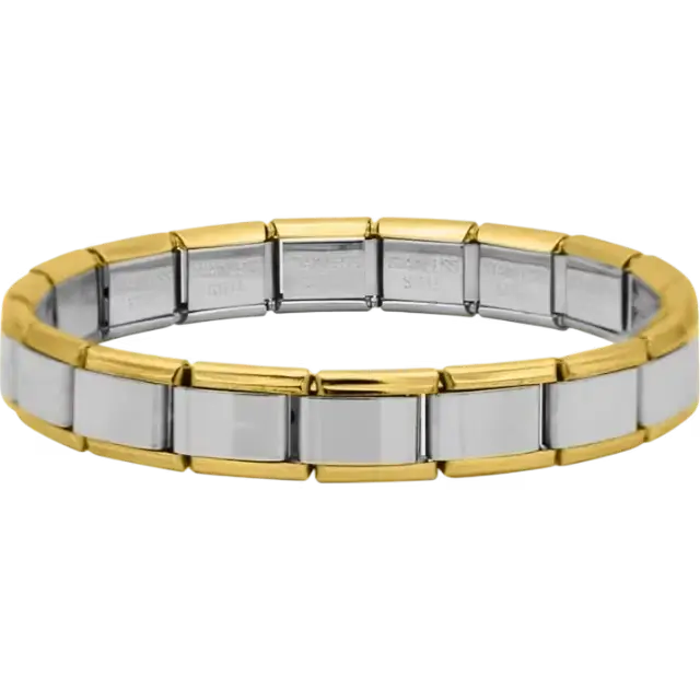 Silver and gold links Italian charm bracelet