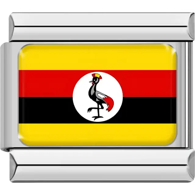Ugandan flag Italian charm bracelet link