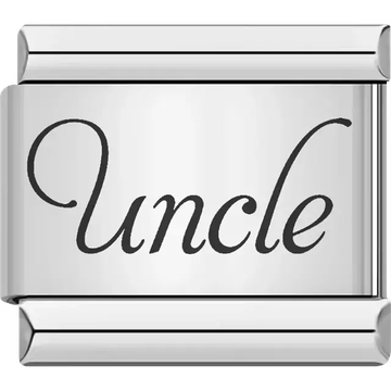 "Uncle" script text Italian charm bracelet link