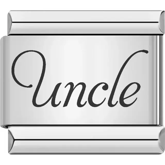 "Uncle" script text Italian charm bracelet link