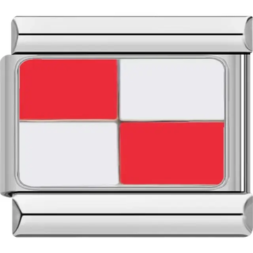 Red and white checkered Uniform maritime flag meaning "You are running into danger" Italian charm bracelet link