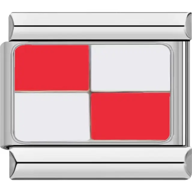 Red and white checkered Uniform maritime flag meaning "You are running into danger" Italian charm bracelet link