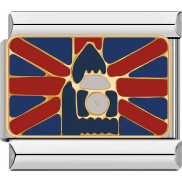 Blue and red Union Jack flag with Big Ben design Italian charm bracelet link