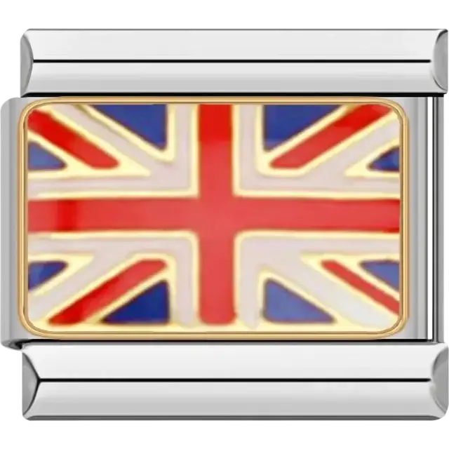 United Kingdom flag Italian charm bracelet link