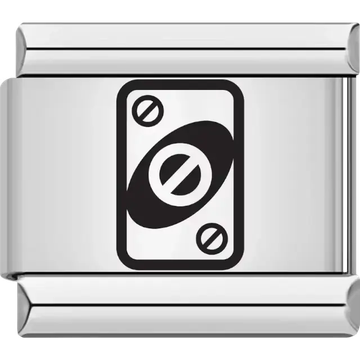 Uno skip card design featuring a distinctive symbol Italian charm bracelet link