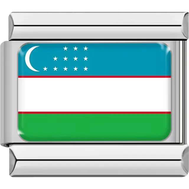 Uzbek flag Italian charm bracelet link