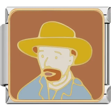 Famous painting of Vincent van Gogh's self-portrait with a hat Italian charm bracelet link
