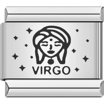 Virgo zodiac maiden with stars Italian charm bracelet link